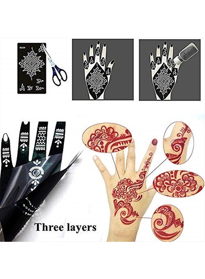 Xmasir Pack of 24 Sheets Henna Tattoo Stencil Kit/Temporary Tattoo Templates,Self-Adhesive Indian Arabian Tattoo Sticker for Body Paint New Designs - Image 5