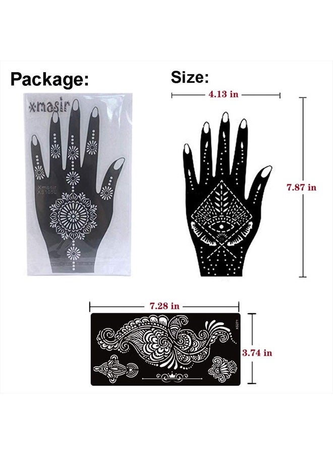Xmasir Pack of 24 Sheets Henna Tattoo Stencil Kit/Temporary Tattoo Templates,Self-Adhesive Indian Arabian Tattoo Sticker for Body Paint New Designs - Image 2