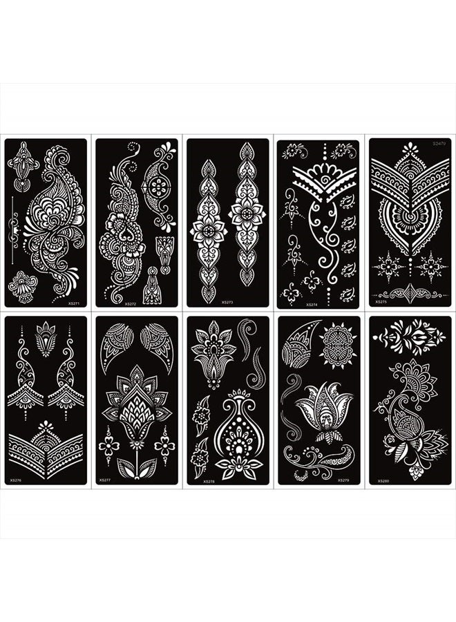 Xmasir Pack of 24 Sheets Henna Tattoo Stencil Kit/Temporary Tattoo Templates,Self-Adhesive Indian Arabian Tattoo Sticker for Body Paint New Designs - Image 4