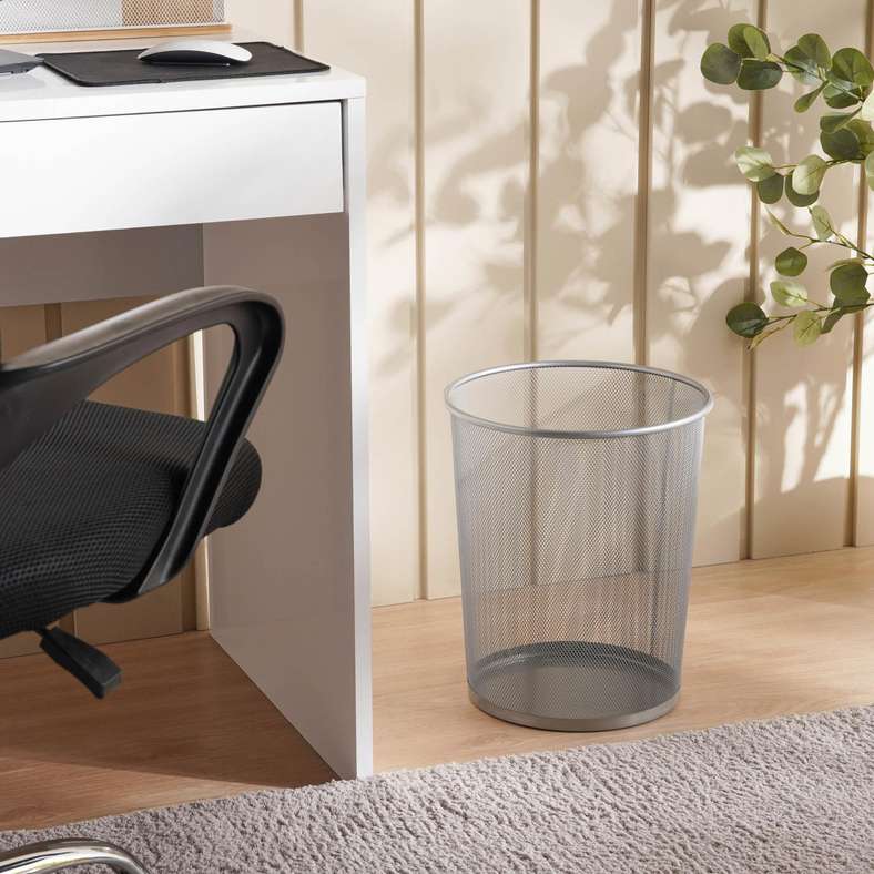 Primary Metal Mesh Waste Bin 15L 24x30x35cm-Silver