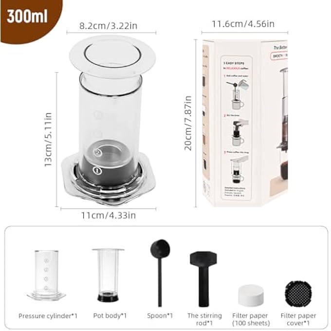 SUPVOX Coffee Press Percolator 3 In 1 Clear Coffee Press With Detachable Design And 100 Paper Filters French Press Easy Press Coffee Brewing Pot For Camping  Travel Food Grade Manual Press - Image 3