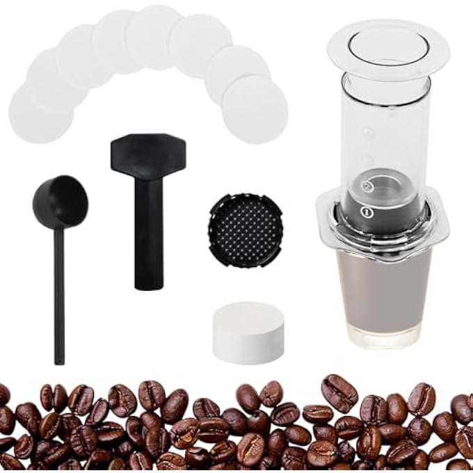 SUPVOX Coffee Press Percolator 3 In 1 Clear Coffee Press With Detachable Design And 100 Paper Filters French Press Easy Press Coffee Brewing Pot For Camping  Travel Food Grade Manual Press - Image 1