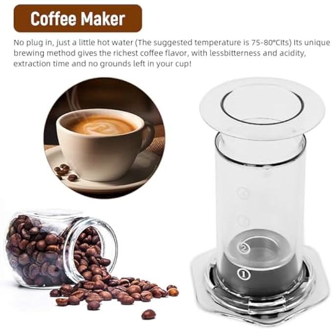 SUPVOX Coffee Press Percolator 3 In 1 Clear Coffee Press With Detachable Design And 100 Paper Filters French Press Easy Press Coffee Brewing Pot For Camping  Travel Food Grade Manual Press - Image 5