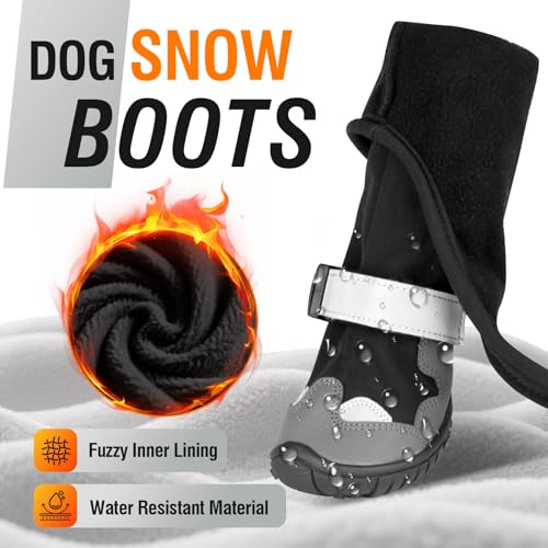 CHZUOBER Dog Suspender Boots with Fleece Lining Waterproof Dog Snow Boots AntiSlip Rubber Sole Dog Booties and Paw Protectors Winter Shoes for Dogs Legging Dog Shoes for Small Medium Large DogsB5 - Image 3