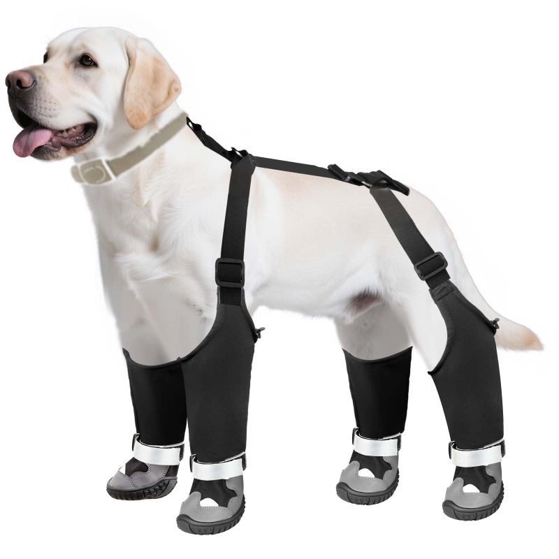 CHZUOBER Dog Suspender Boots with Fleece Lining Waterproof Dog Snow Boots AntiSlip Rubber Sole Dog Booties and Paw Protectors Winter Shoes for Dogs Legging Dog Shoes for Small Medium Large DogsB5 - Image 2