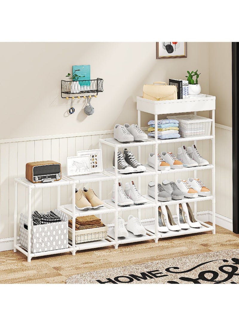 XiuWoo Simple Shoe Rack, Household Multi-functional Shoe Shelf, Space Saving Splicing Shoe Rack, Multi-layer Combination Storage Organizer Folding Shoe Cabinet - Image 1