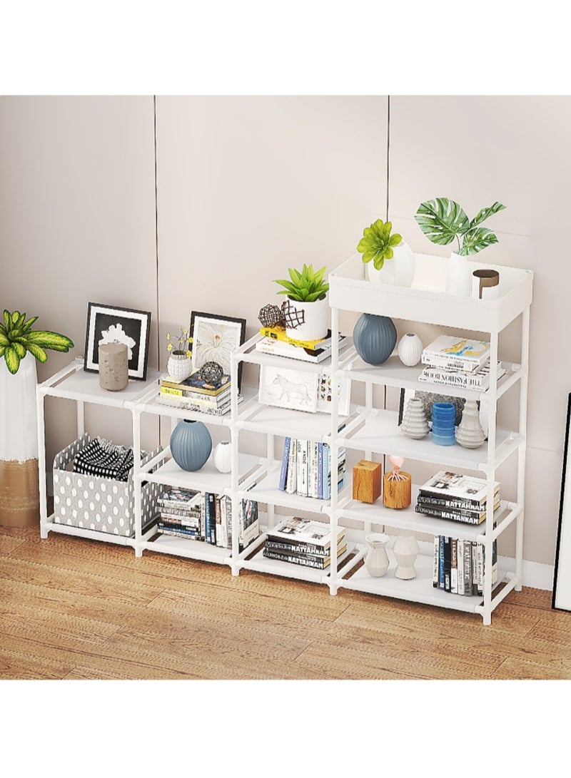 XiuWoo Simple Shoe Rack, Household Multi-functional Shoe Shelf, Space Saving Splicing Shoe Rack, Multi-layer Combination Storage Organizer Folding Shoe Cabinet - Image 2