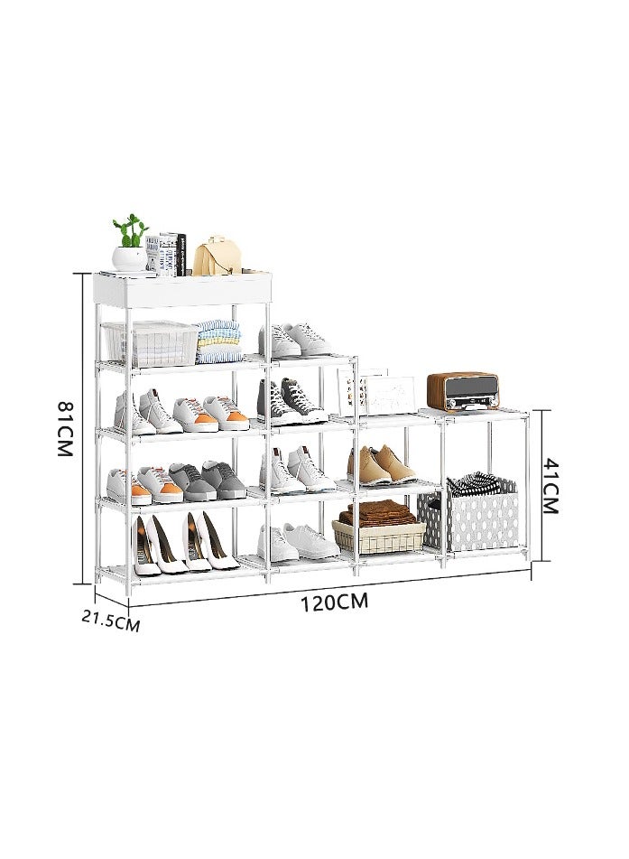 XiuWoo Simple Shoe Rack, Household Multi-functional Shoe Shelf, Space Saving Splicing Shoe Rack, Multi-layer Combination Storage Organizer Folding Shoe Cabinet - Image 3
