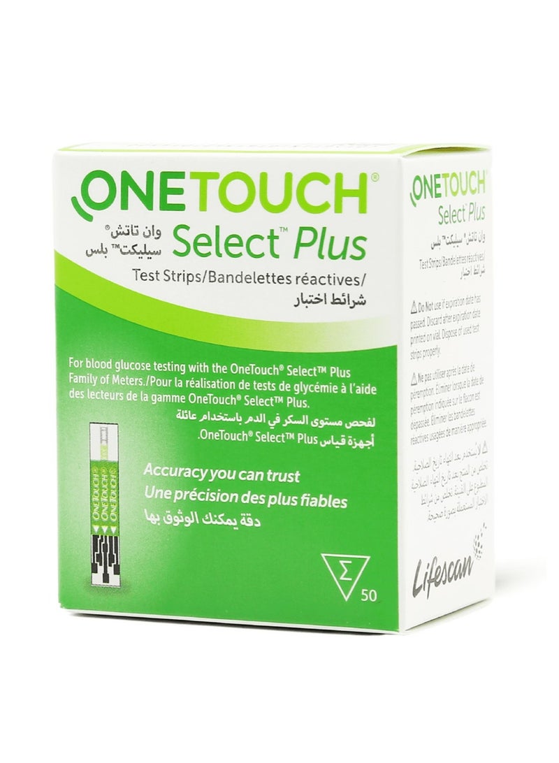 ONETOUCH Select Plus Blood Glucose Test Strips Pack of 50 - Image 1