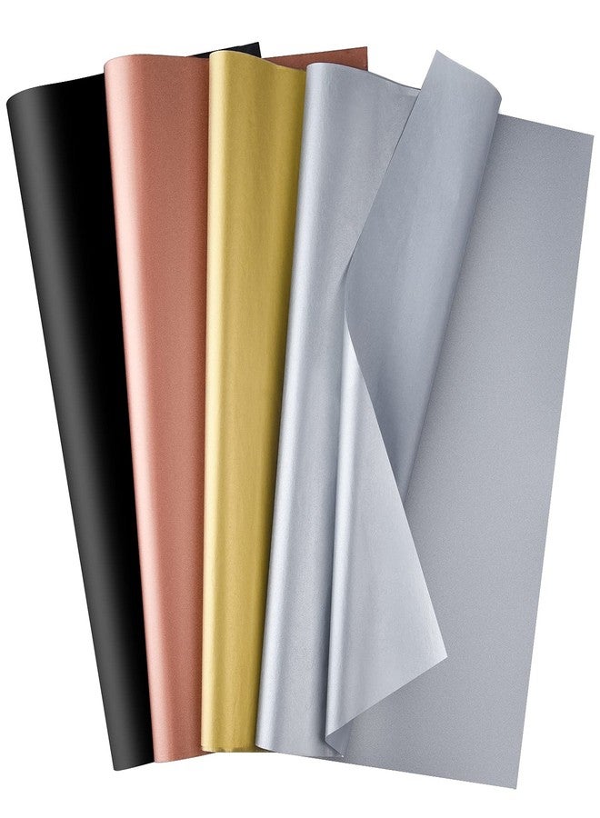 MIAHART 90 Sheets Metallic Gift Wrapping Paper Tissue Paper Bulk for Christmas Weddings Birthday Graduation Party Decor DIY Arts Crafts 20x14Inch (Metallic Gold Silver Rose Gold and Black) - Image 1