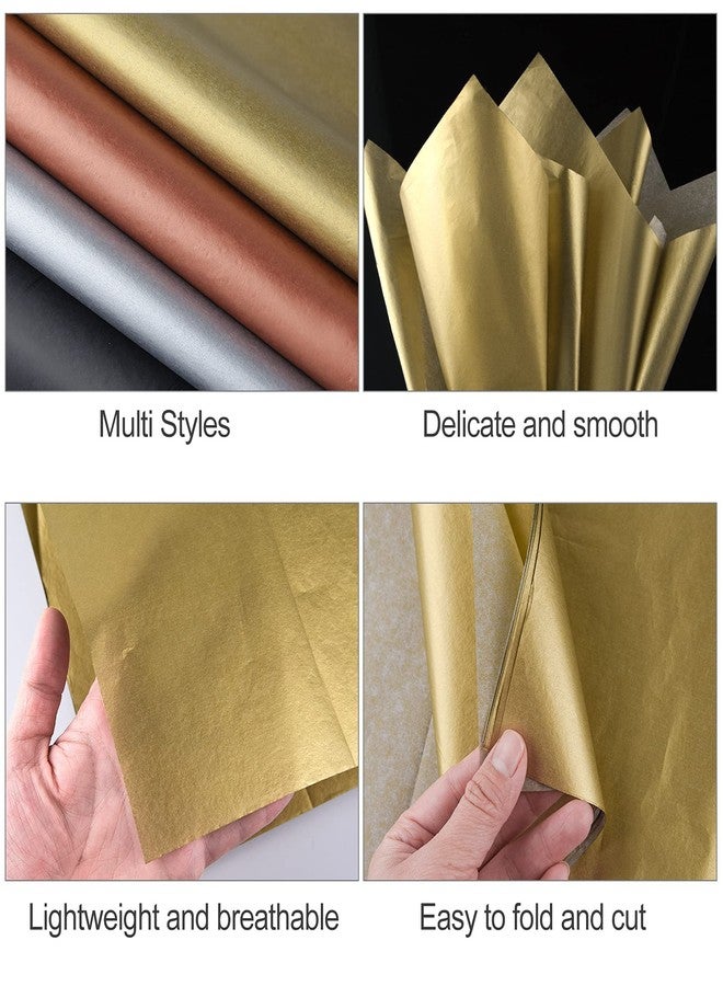 MIAHART 90 Sheets Metallic Gift Wrapping Paper Tissue Paper Bulk for Christmas Weddings Birthday Graduation Party Decor DIY Arts Crafts 20x14Inch (Metallic Gold Silver Rose Gold and Black) - Image 4