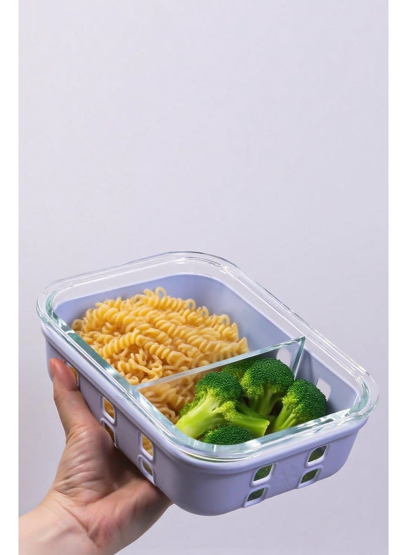 ايست من نون عبوة 2 من زجاج البورسليكات العالي لتخزين الطعام مع مجموعة من 2 قسم وحقيبة غداء معزولة فاخرة، حاويات تحضير الوجبات زجاجية سعة 950 مل مع غلاف سيليكون، خالية من BPA، قابلة للاستخدام في الميكروويف وآمنة في الفريزر، قابلة للغسل في غسالة الصحون - Image 5