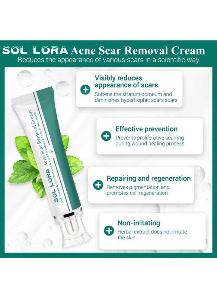 SOL LORA Acne Scar Removal Cream，Skin Repair Scar Remover & Acne Treatment & Fade Stretch Marks, Scar Erase ,Scar Removal Gel,Acne Scar Treatment,Deep Acne Scar Removal,Burns Keloids Hypertrophic,Repair Damaged Skin 30g  - Image 3