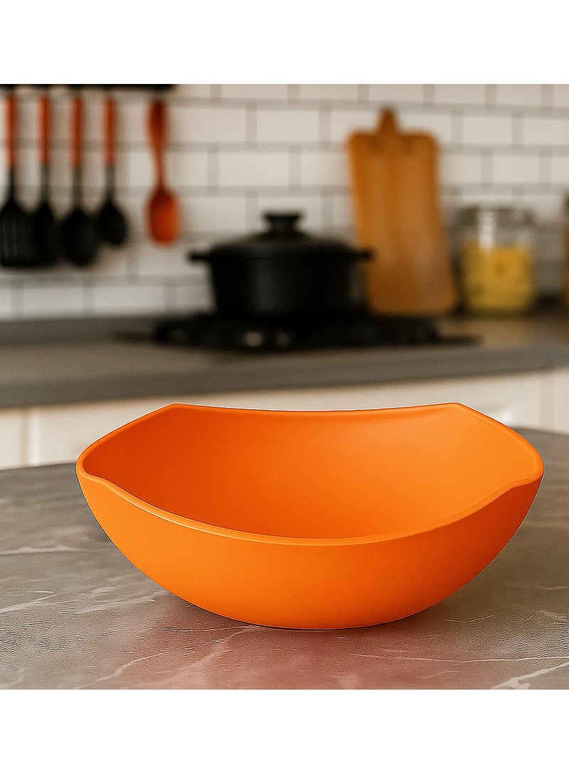 فافيلا طبق تقديم بلاستيك -متعدد الاستخدام -يضيف لمسة من الأناقة إلى سفرتك -كود 1052-لون برتقالي - شكل موجه - Image 1