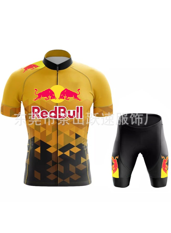 Short-sleeved Outdoor Sports Suit Spring And Summer Quick-drying Cycling Clothing Heat-resistant And Breathable New Red Bull Uni