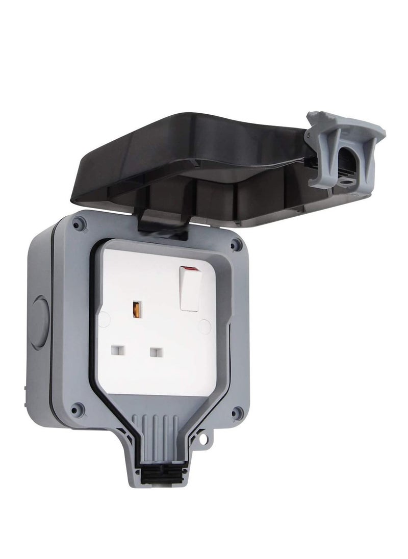 SYOSI - Outdoor Sockets Waterproof Single Socket, Wall Electrical Outlets, IP66 Switched Socket Covers,13A Outdoor Wall Weatherproof Plug Socket Box (Single socket) - Image 1