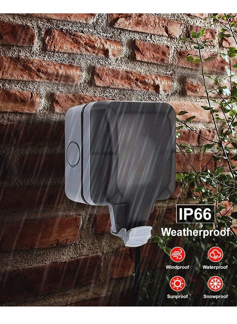 SYOSI - Outdoor Sockets Waterproof Single Socket, Wall Electrical Outlets, IP66 Switched Socket Covers,13A Outdoor Wall Weatherproof Plug Socket Box (Single socket) - Image 1