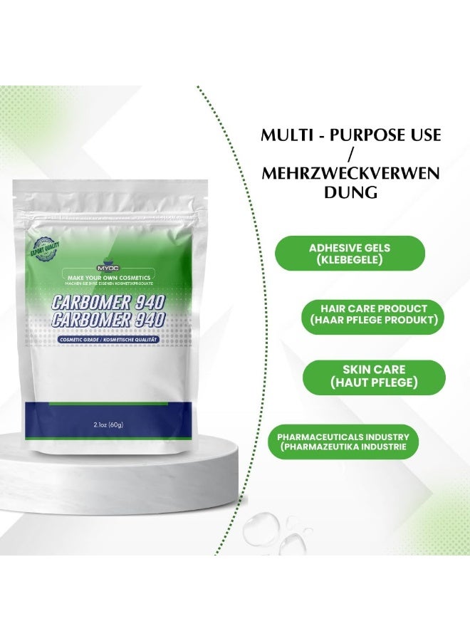 Myoc Carbomer 940 Powder 60g / 2.1 Oz Thickener, Viscosity Enhancer, Stabilizer for Gels, Cream, Lotions, Hydrogel mask - Image 5