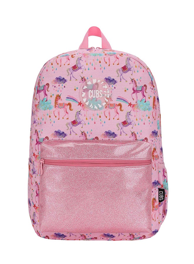 CUBS Unicorn Print Waterproof Kids 28L Glittery Backpack with zip closure Ideal for 6-12 years girls - Image 1