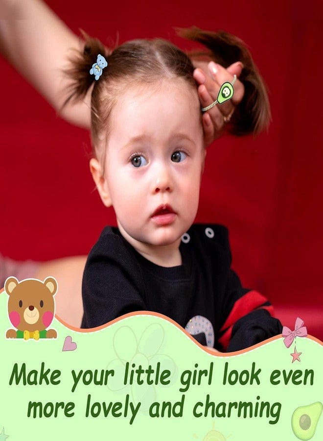 SUNBEET ربطات شعر صنبيت مع ملصقات شخصيات كرتونية، ربطات شعر مطاطية مرنة، إكسسوارات شعر | تصميم أنيق للأطفال الصغار | متعددة الألوان للفتيات الصغيرات والأطفال (20 ربطة، متعددة الألوان) - Image 4