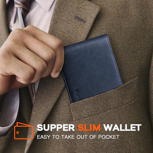 RUNBOX Wallet for Men Slim Leather Bifold RFID Blocking Minimalist Front Pocket Design with Gift Box - Image 5