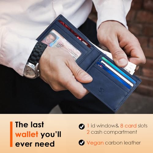 RUNBOX Wallet for Men Slim Leather Bifold RFID Blocking Minimalist Front Pocket Design with Gift Box - Image 2