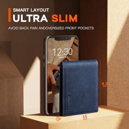 RUNBOX Wallet for Men Slim Leather Bifold RFID Blocking Minimalist Front Pocket Design with Gift Box - Image 3