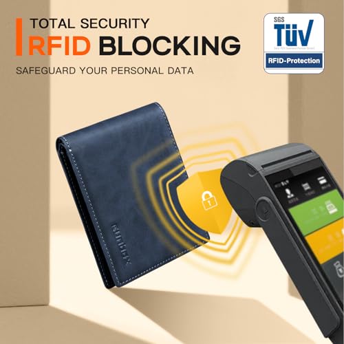 RUNBOX Wallet for Men Slim Leather Bifold RFID Blocking Minimalist Front Pocket Design with Gift Box - Image 4