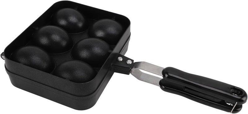 Nonstick Takoyaki Grill Pan Double Sided 6 Holes Baking Cake Tool for Kitchen Cooking, Black 6.9x13.6in for Small Food Lovers - Image 4