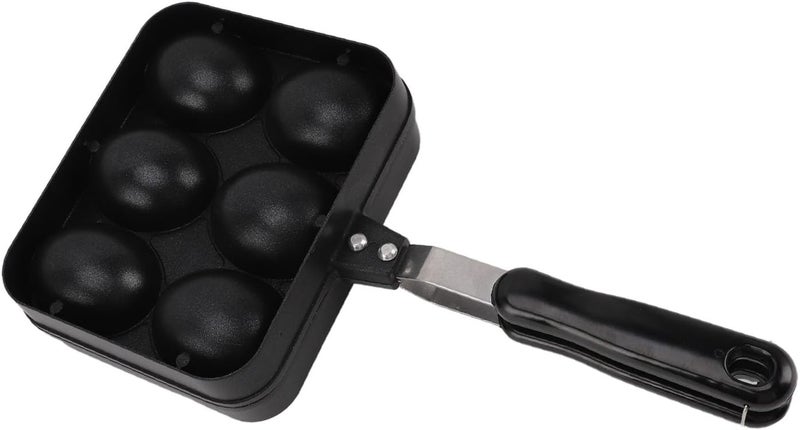 Nonstick Takoyaki Grill Pan Double Sided 6 Holes Baking Cake Tool for Kitchen Cooking, Black 6.9x13.6in for Small Food Lovers - Image 3