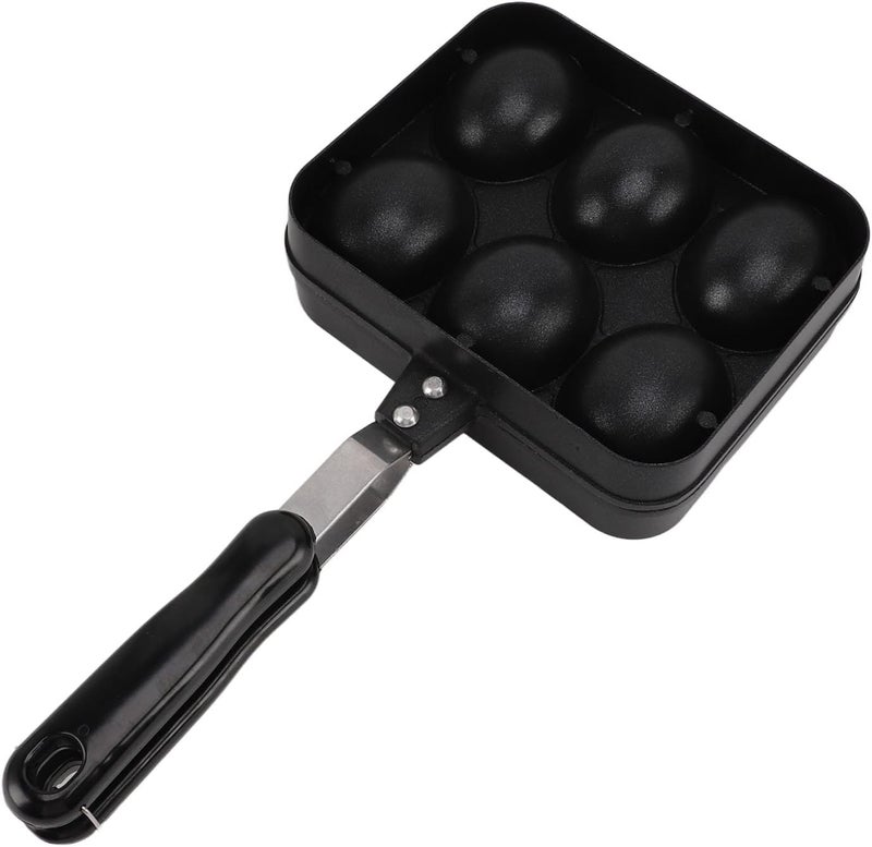 Nonstick Takoyaki Grill Pan Double Sided 6 Holes Baking Cake Tool for Kitchen Cooking, Black 6.9x13.6in for Small Food Lovers - Image 5