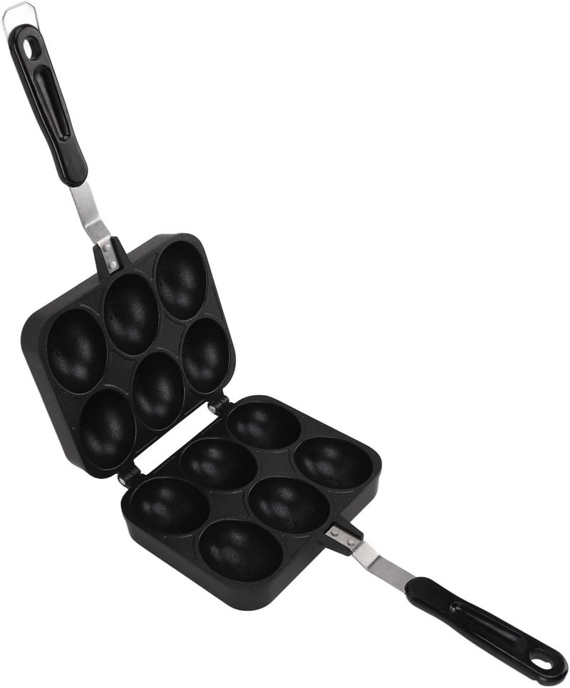 Nonstick Takoyaki Grill Pan Double Sided 6 Holes Baking Cake Tool for Kitchen Cooking, Black 6.9x13.6in for Small Food Lovers - Image 1