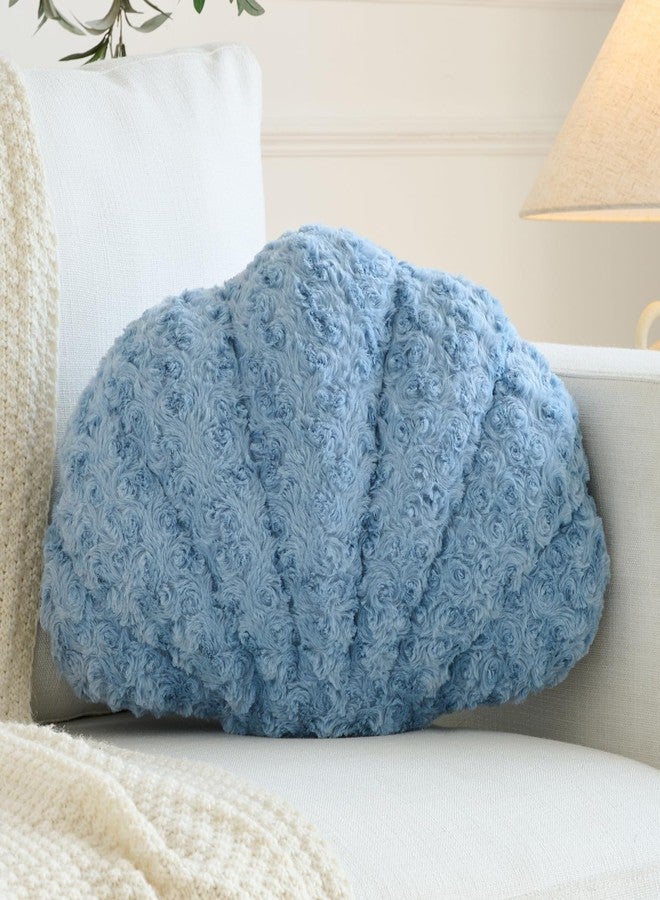 Ddliury Shell Pillow, Seashell Throw Pillow Room Decor for Couch Bed, Shell Pillows Soft Plush Pillow, Sea Shell Decorative Beach Cushion Pillows (Grey Blue, 14 X 11 Inches) - Image 1
