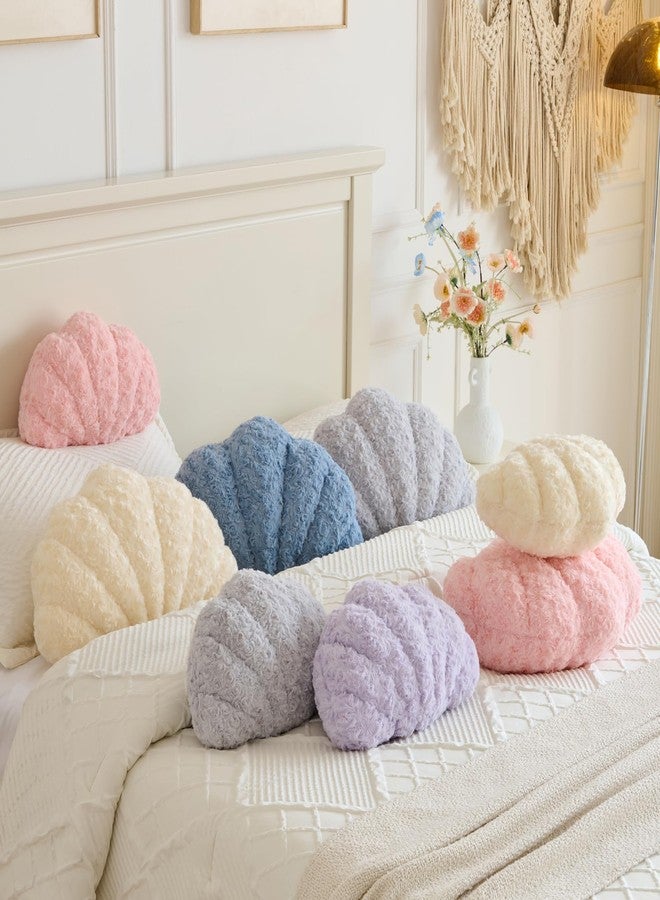 Ddliury Shell Pillow, Seashell Throw Pillow Room Decor for Couch Bed, Shell Pillows Soft Plush Pillow, Sea Shell Decorative Beach Cushion Pillows (Grey Blue, 14 X 11 Inches) - Image 5