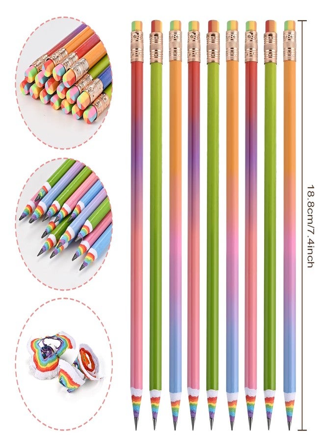Goldge 16 Pcs Rainbow Pencils, Number 2 Pencils #2 with Erasers, Colored Pencil for Office & School Supplies, Party Favors - Image 2