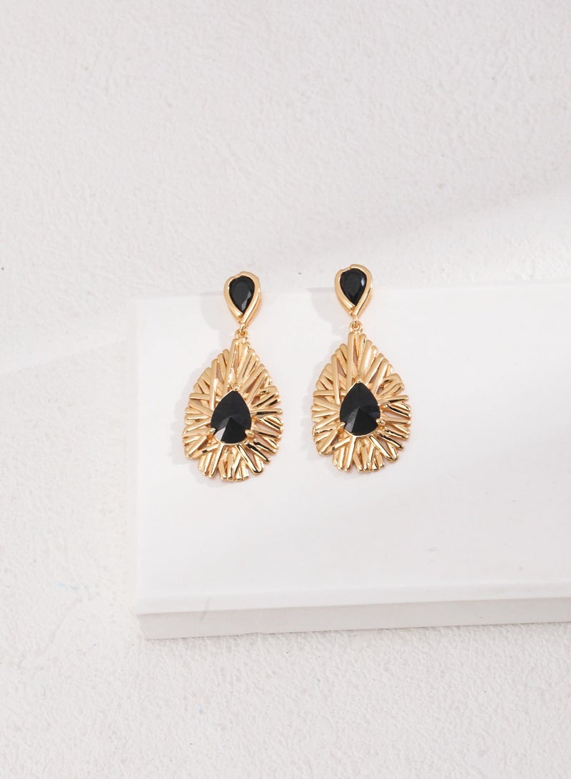 Sterling silver black zirconia earrings, cut black zirconia drop earrings for women hypoallergenic personalized earrings - Image 1