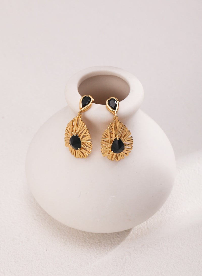 Sterling silver black zirconia earrings, cut black zirconia drop earrings for women hypoallergenic personalized earrings - Image 2