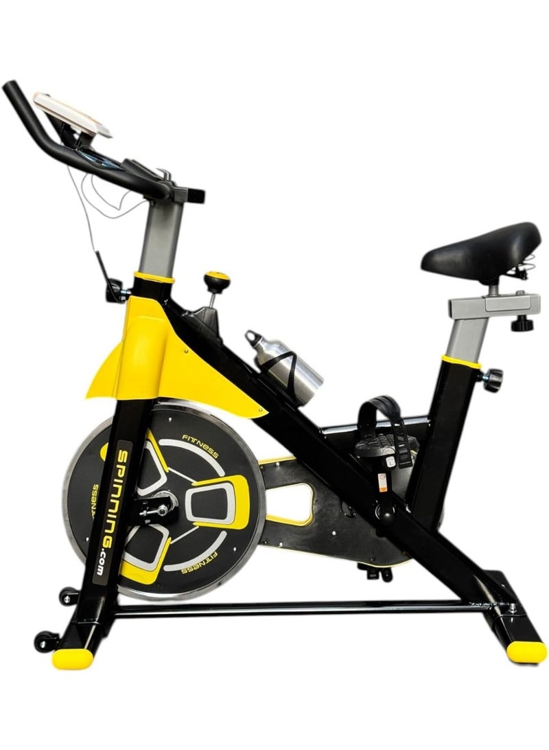 SportQ Professional Magnetic Spinning Wheel for Home – Stationary Bike with 8 Resistance Levels – LCD Display – Time & Calories – Adjustable Seat – with Wheels for Mobility – Fat Burning Cardio Device - Image 1