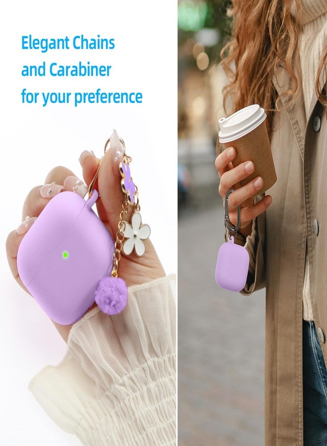 CASEFUN Compatible with AirPods 4 Case 2024, Premium Soft Silicone Protective Case Cover for Apple AirPods 4th Generation with Cleaner Kit, Carabiner and Keychain Accessories for Women Girls (Purple) - Image 3