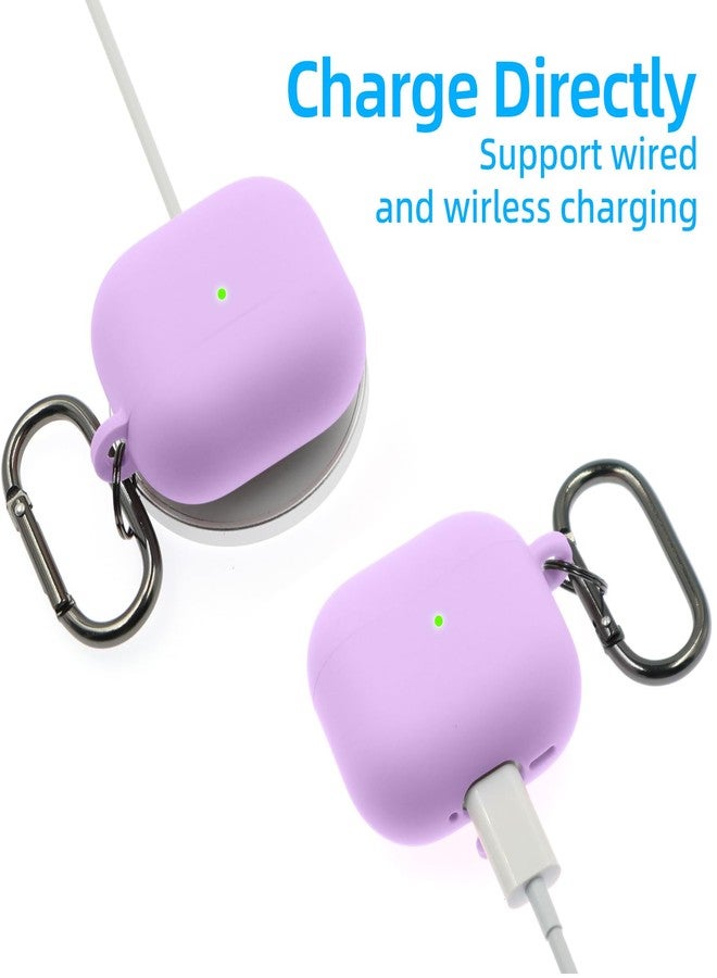 CASEFUN Compatible with AirPods 4 Case 2024, Premium Soft Silicone Protective Case Cover for Apple AirPods 4th Generation with Cleaner Kit, Carabiner and Keychain Accessories for Women Girls (Purple) - Image 5