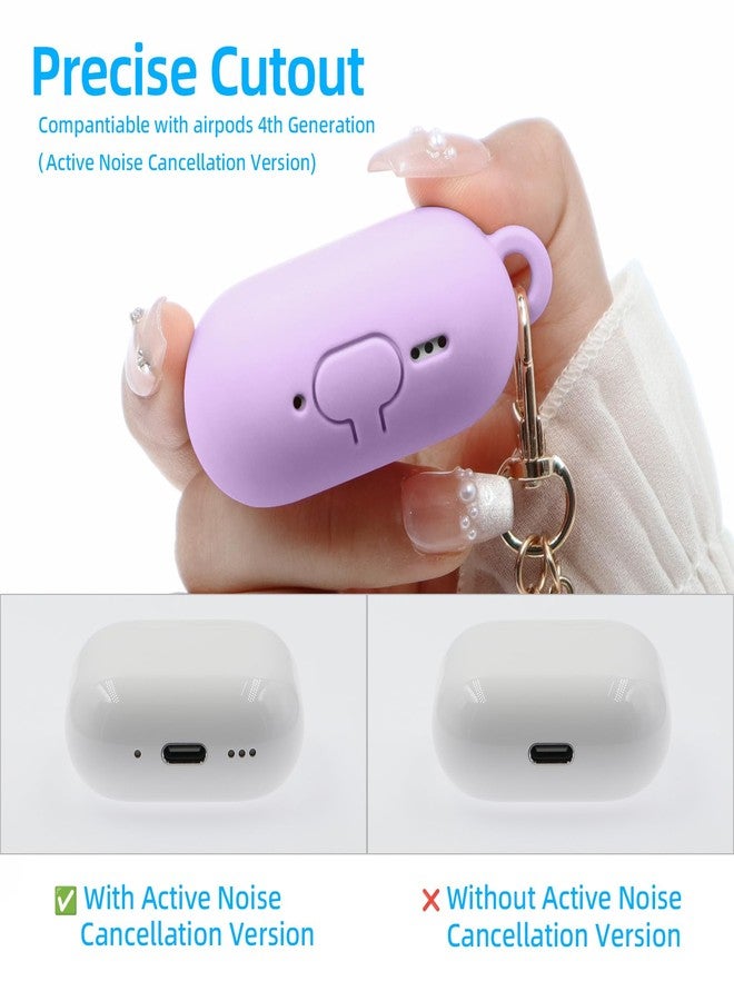 CASEFUN Compatible with AirPods 4 Case 2024, Premium Soft Silicone Protective Case Cover for Apple AirPods 4th Generation with Cleaner Kit, Carabiner and Keychain Accessories for Women Girls (Purple) - Image 4
