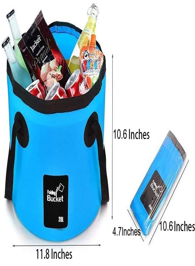 BANCHELLE Collapsible Bucket Water Container Portable Folding Camp Wash Basin for Outdoor Traveling Hiking Fishing Car Washing Gardening Camping (Blue, 20L) - Image 2