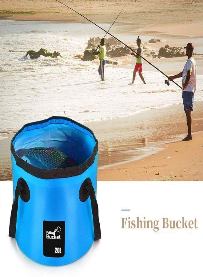 BANCHELLE Collapsible Bucket Water Container Portable Folding Camp Wash Basin for Outdoor Traveling Hiking Fishing Car Washing Gardening Camping (Blue, 20L) - Image 4