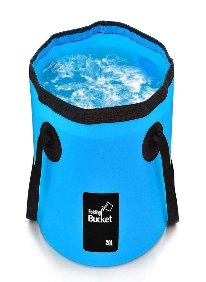 BANCHELLE Collapsible Bucket Water Container Portable Folding Camp Wash Basin for Outdoor Traveling Hiking Fishing Car Washing Gardening Camping (Blue, 20L) - Image 1