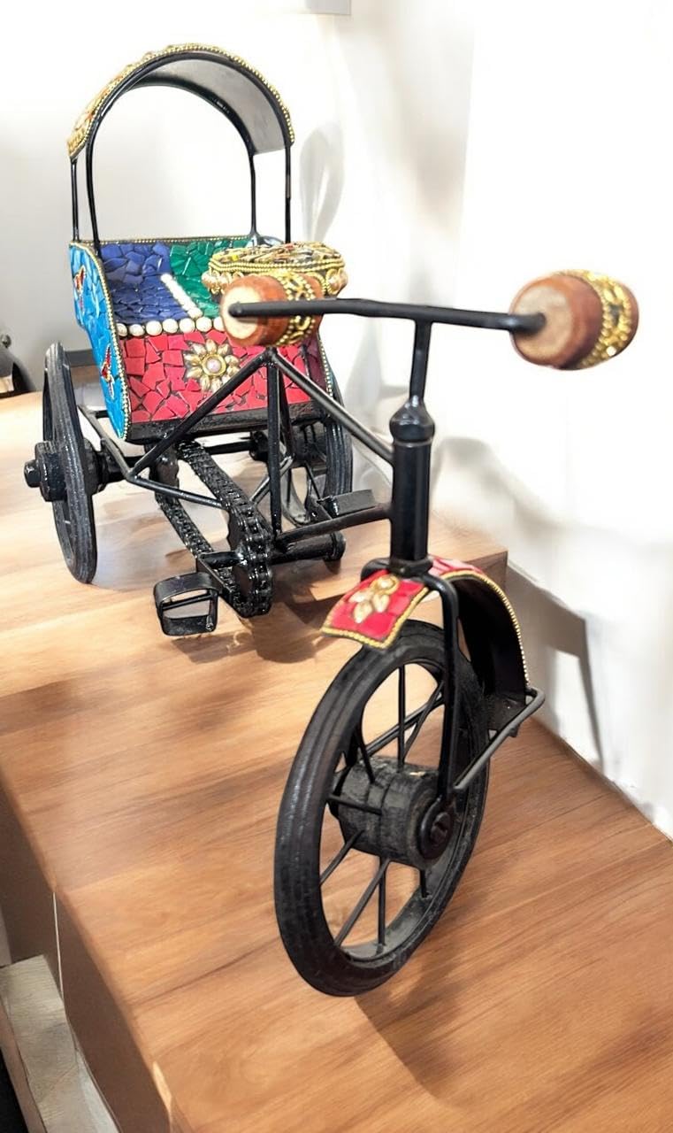 Craftex Craftex Decorative Rickshaw Miniature Antique Cycle Showpiece for Home and Office Table Decor Retro Bicycle Figurine  - Image 4
