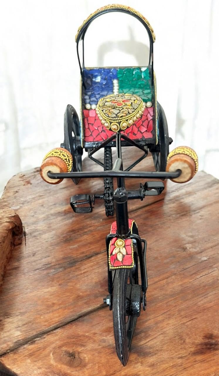 Craftex Craftex Decorative Rickshaw Miniature Antique Cycle Showpiece for Home and Office Table Decor Retro Bicycle Figurine  - Image 5
