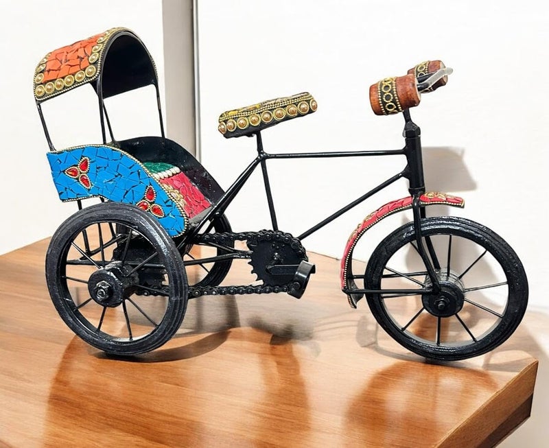 Craftex Craftex Decorative Rickshaw Miniature Antique Cycle Showpiece for Home and Office Table Decor Retro Bicycle Figurine  - Image 3
