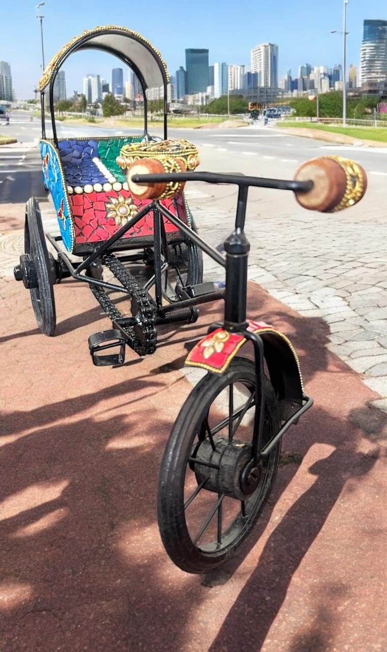 Craftex Craftex Decorative Rickshaw Miniature Antique Cycle Showpiece for Home and Office Table Decor Retro Bicycle Figurine  - Image 2