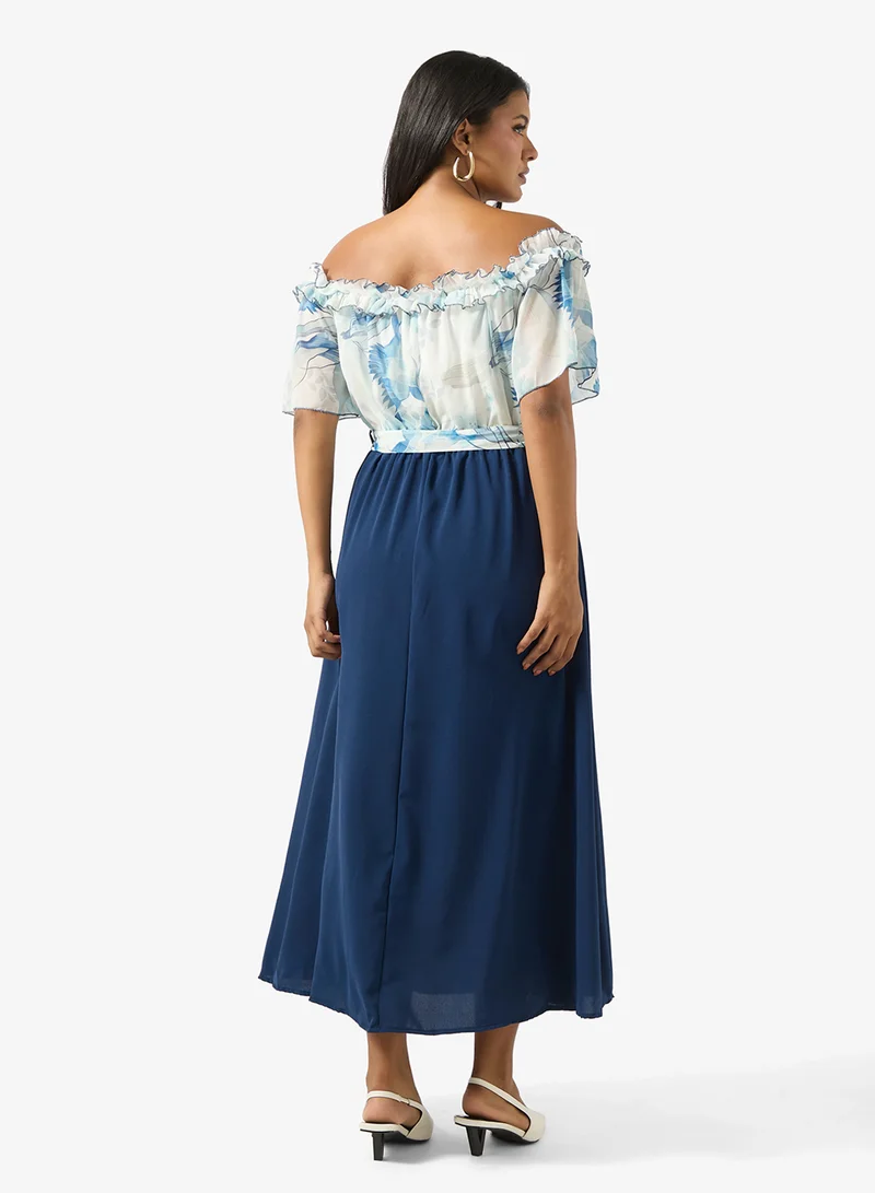 Ella Plus Off Shoulder Color Block Dress