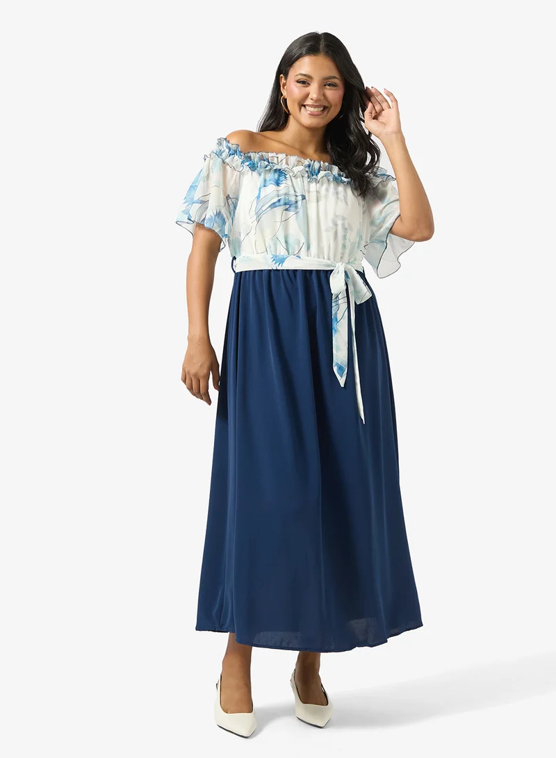 Ella Plus Off Shoulder Color Block Dress